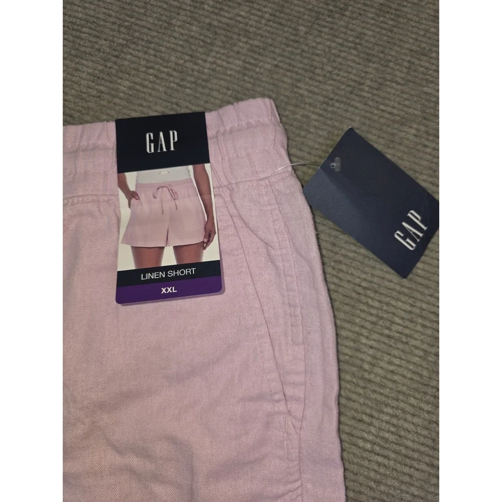 Gap Womens Linen Pull On Shorts Pink Linen Blend Relaxed Pockets Plus Size XXL